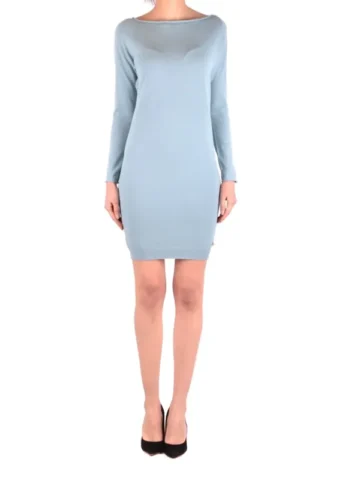 Twin-set Simona Barbieri Damen Kleid Azurblau Elegante Optik, Größe M