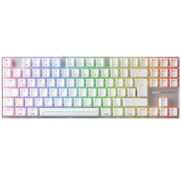 Cherry XTRFY MX 8.2 Pro TMR Weiß Gaming Tastatur, kabellos, TKL, Hot-Swap, MK CRYSTAL MAGNETIC-Switches, RGB, 2.4 Ghz, Bluetooth