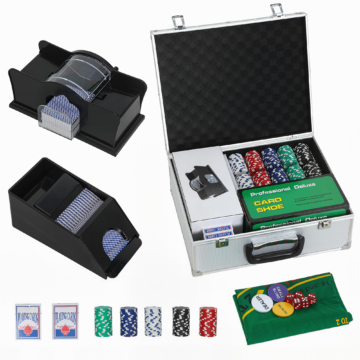 SPORTNOW Pokerkoffer abschließbar Pokerset mit Koffer 300 Chips Karten 5 Würfel Dealer Button Kartendecks, Pokerchips Komplett Set Pokerspiel Kartenspiele Aluminiumkoffer für Texas Hold'em, Blackjack   Aosom