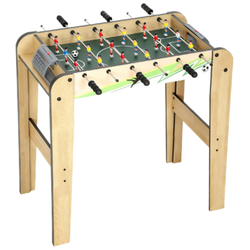 SPORTNOW Tischkicker für Kinder aus Holz, Kickertisch mit 2 Zählern, 6 Griffen, 18 Spielern, 6 Stangen und 2 Bällen, Geschenk für Erwachsene, Familien, Partys, 75x66x75 cm, Natur   Aosom