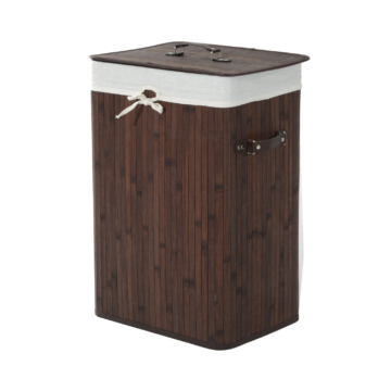 HOMCOM Wäschekorb mit Deckel 72L faltbarer Wäschesammler waschbarer Wäschesack aus Bambus mit Griffen Dunkelbraun 40x30x60cm Aosom.de