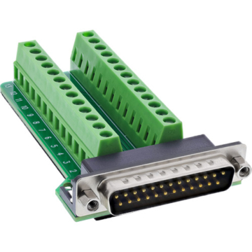 InLine® D-Sub 25 Terminalblock, Stecker, 2-reihig, Schraubklemme