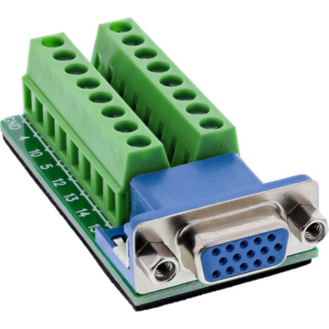 InLine® Terminalblock, VGA (HD15), Buchse, 2-reihig, Schraubklemme
