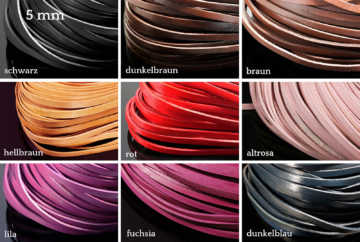 Lederband flach, 5 mm, 1 m, Echt Leder