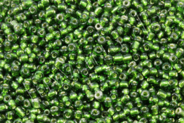 Rocailles mit Silbereinzug, Ø 4 mm, 20/100 g