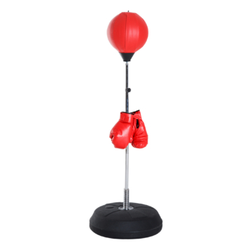 SPORTNOW Boxsack, 1,26-1,44 m Boxständer mit Handschuhe, Punchingball, höhenverstellbar Standboxball, Standboxtrainer für Boxing, Kunstleder Aosom