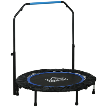 SPORTNOW Fitnesstrampolin 102 cm mit höhenverstellbarem Haltegriff und LCD-Monitor, belastbar bis 100 kg, faltbar, robuster Stahlrahmen, Blau Aosom.de