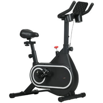 SPORTNOW Heimfahrrad Fitnessbike Indoor-Exercise-Bike mit leisem Schwungrad LCD-Display verstellbarem Lenker und Sitz Tabletthalter Flaschenhalter aus Stahl in Schwarz Aosom