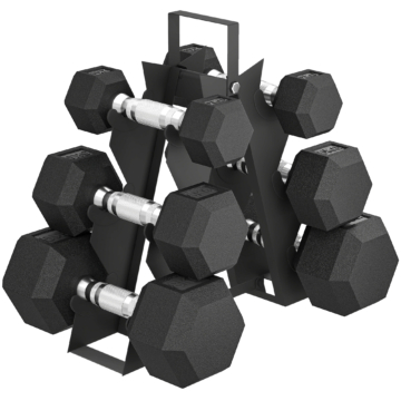 SPORTNOW Kurzhantel-Set mit Ständer, 2x2 kg, 2x5 kg, 2x8 kg, sechseckige Metallhanteln mit rutschfestem Griff, Krafttraining Zuhause, Schwarz Aosom