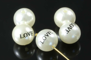 Wachsperlen LOVE, Ø 12 mm, perlweiß