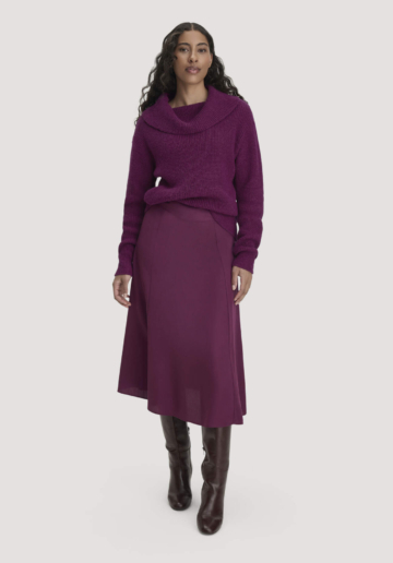 hessnatur Damen Gewebe Rock Midi aus TENCEL™ Lyocell - rot Größe 46