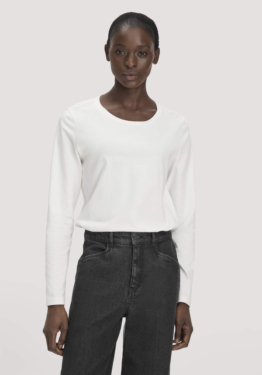 hessnatur Damen Longsleeve Relaxed aus Regenerative Organic Cotton (ROC) - weiß Größe 44