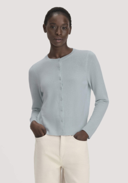 hessnatur Damen Strick Jacke Regular BETTER RECYCLING aus Cashmere - blau Größe XS