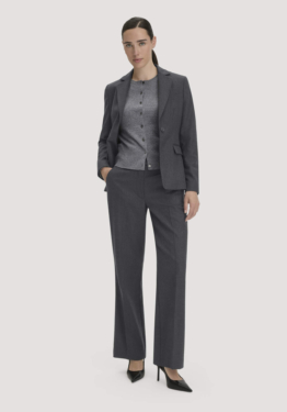 hessnatur Damen Wollblazer Regular aus Bio-Merinowolle - grau Größe 34