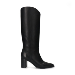 Schwarze Lederstiefel mit Absatz