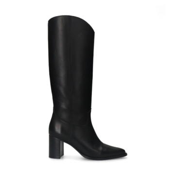 Schwarze Lederstiefel mit Absatz