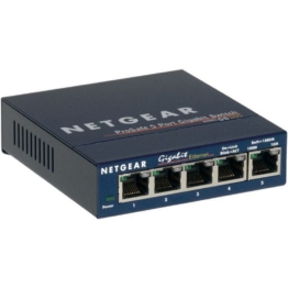 NETGEAR GS105GE LAN Switch 5 Port Netzwerk Switch (Plug-and-Play Gigabit Switch LAN Splitter, LAN Verteiler, Ethernet Hub, lüfterloses Metallgehäuse), Blau